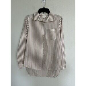 Caslon Pinstripe Button Down Collared Dress Shirt Size XS Casual Classic Top